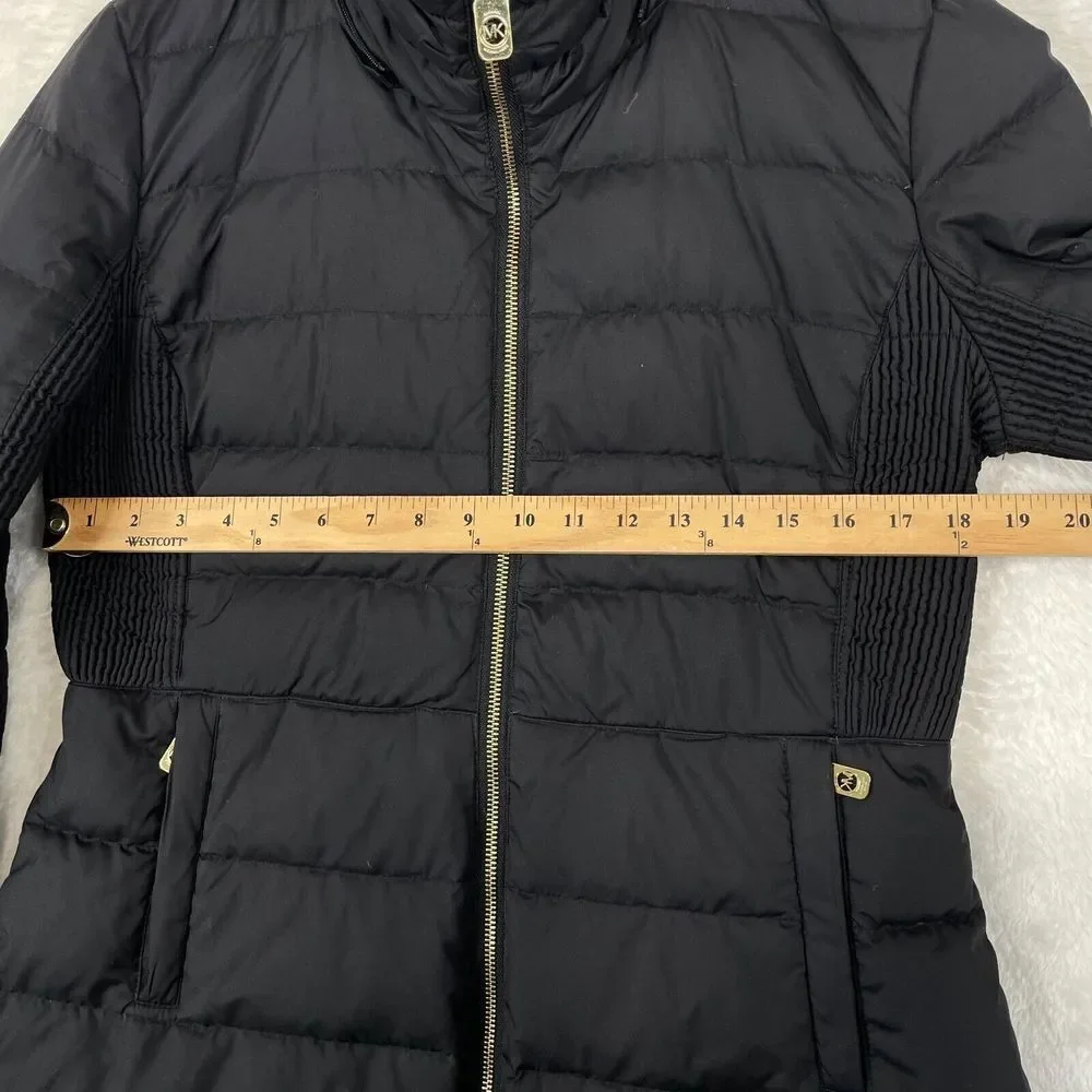 Michael Kors Womens Jacket Small Black Goose Down Quilted Puffer Zip * No Hood - Picture 9 of 13